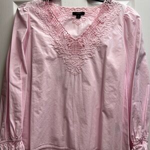 J. Crew Pink Floral Lace V-Neck Top